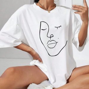 Abstract Woman Face Tee - Y2K Fashion, Coquette Style, Aesthetic Vibes