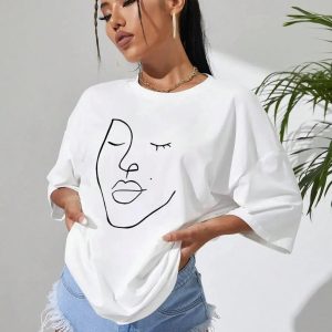 Abstract Woman Face Tee - Y2K Fashion, Coquette Style, Aesthetic Vibes