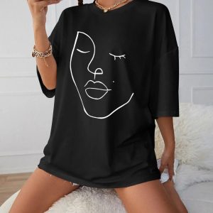 Abstract Woman Face Tee - Y2K Fashion, Coquette Style, Aesthetic Vibes