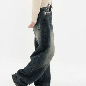 Acubi Wide Leg Dark Jeans - Y2K Fashion & Coquette Style Essential