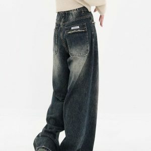 Acubi Wide Leg Dark Jeans - Y2K Fashion & Coquette Style Essential