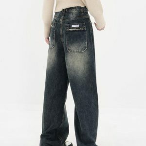 Acubi Wide Leg Dark Jeans - Y2K Fashion & Coquette Style Essential