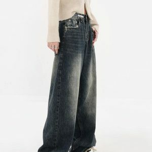 Acubi Wide Leg Dark Jeans - Y2K Fashion & Coquette Style Essential