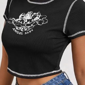 Angel Baby Tee: Y2K Fashion, Coquette Style, Aesthetic Outfits