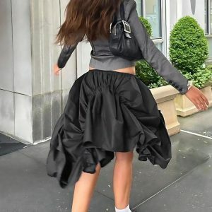 Asymmetric Ruched Mini Skirt - Y2K Fashion, Coquette Style, Aesthetic Outfit