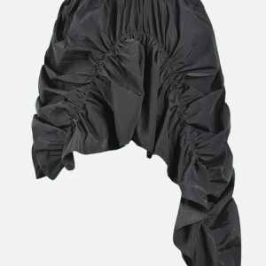 Asymmetric Ruched Mini Skirt - Y2K Fashion, Coquette Style, Aesthetic Outfit