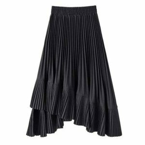 Asymmetric Seashell Pleated Midi Skirt | Y2K Fashion & Coquette Style