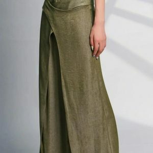 Asymmetrical Wide Leg Pants - Y2K Fashion, Coquette Style, Aesthetic Vibes