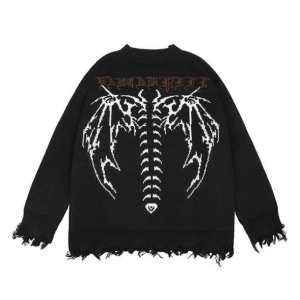 Bat Wings Cozy Knit: Y2K Fashion, Dark Coquette & Aesthetic Styles