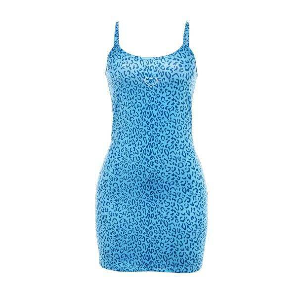 Blue Leopard Dress - Y2K Fashion, Coquette Style, Aesthetic Outfits