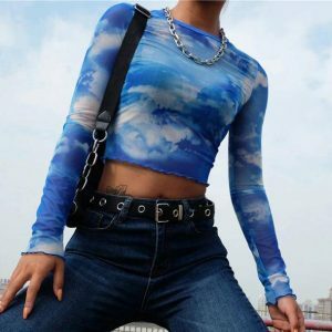 Blue Sky Top: Y2K Fashion Bubble Skirt & Coquette Aesthetic Style