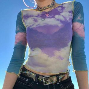 Blue Sky Top: Y2K Fashion Bubble Skirt & Coquette Aesthetic Style