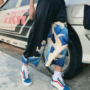 Blue Waves Y2K Pants: Coquette Style with Soft Girl Aesthetic