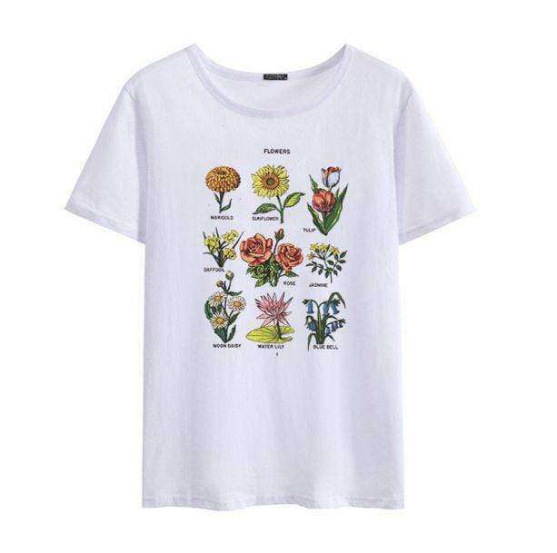 Botanical Wildflower Print T-Shirt - Y2K Aesthetic Coquette Style