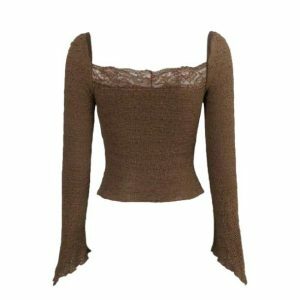 Brown Fairycore Top - Y2K Fashion, Coquette Style, Aesthetic Clothing