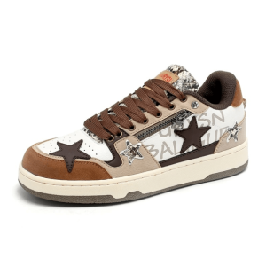 Brown Star Aesthetic Sneakers - Y2K Fashion & Coquette Style Footwear