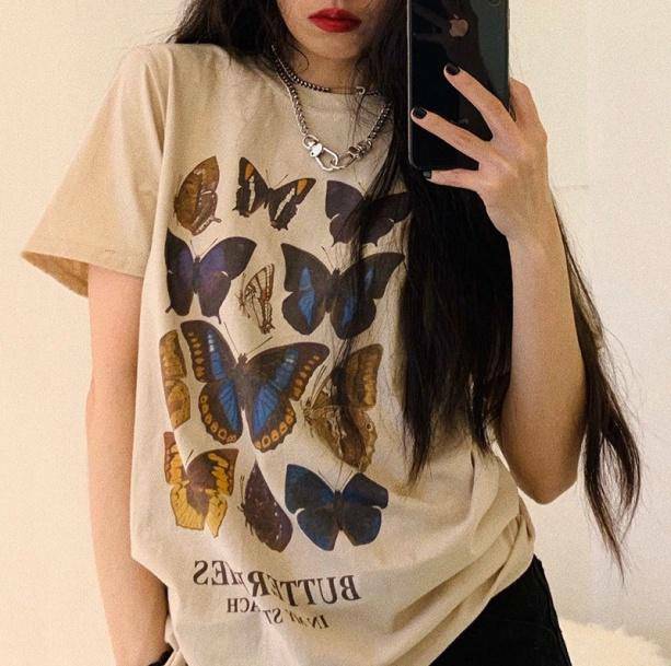 Butterflies T-Shirt - Y2K Aesthetic, Coquette Style, Soft Girl Era