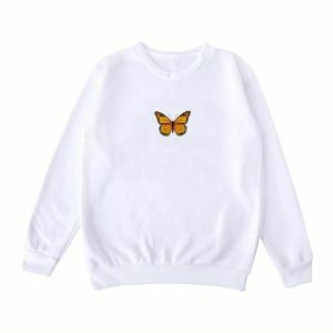 Butterfly White Sweatshirt - Y2K Fashion, Coquette Style, Aesthetic Vibes