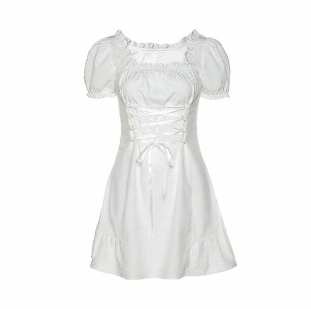 Chic Y2K Fashion White Dress - Coquette Style with Soft Girl Aesthetic