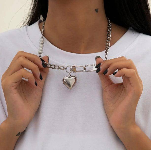 Chunky Heart Necklace - Y2K Fashion, Coquette Style, Aesthetic Jewelry