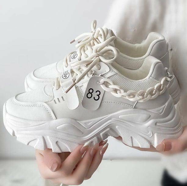 Chunky Sneakers with Chain - Y2K Fashion, Coquette Style, Aesthetic Vibes