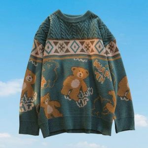 Coquette Teddy Bear Sweater - Y2K Fashion & Aesthetic Outfits