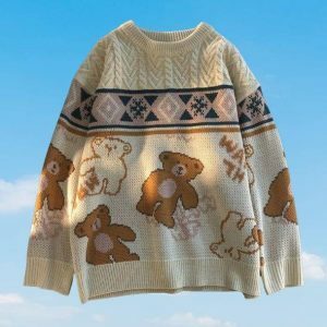 Coquette Teddy Bear Sweater - Y2K Fashion & Aesthetic Outfits