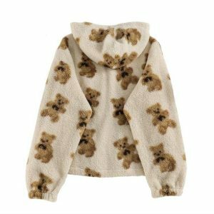 Cozy Teddy Bear Jacket - Y2K Fashion, Dark Coquette & Aesthetic Style