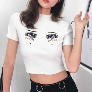 Crying Anime Girl Tee - Y2K Fashion, Coquette Style, Aesthetic Outfits