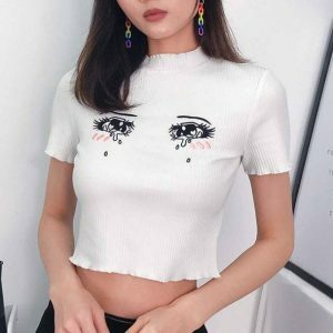 Crying Anime Girl Tee - Y2K Fashion, Coquette Style, Aesthetic Outfits