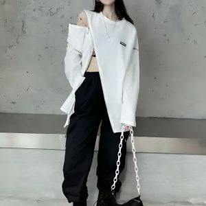 Cyberpunk Cross Zip-Up Top | Y2K Fashion & Coquette Aesthetic Style