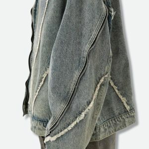 Cyberpunk Y2K Denim Jacket - Acubi Style with Coquette Aesthetic