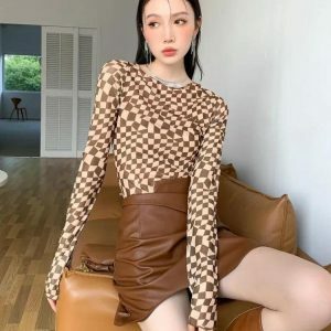 Deformed Checked Top - Y2K Fashion, Coquette Style, Aesthetic Clothing