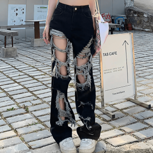 Distressed Black Jeans - Y2K Fashion, Coquette Style, and Aesthetic Vibes