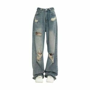 Distressed Boyfriend Jeans - Y2K Fashion, Coquette Style, Aesthetic Vibes