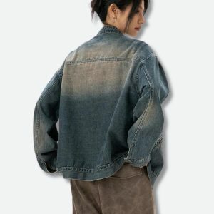 Distressed Denim Jacket - Y2K Fashion, Coquette Style, Aesthetic Vibes