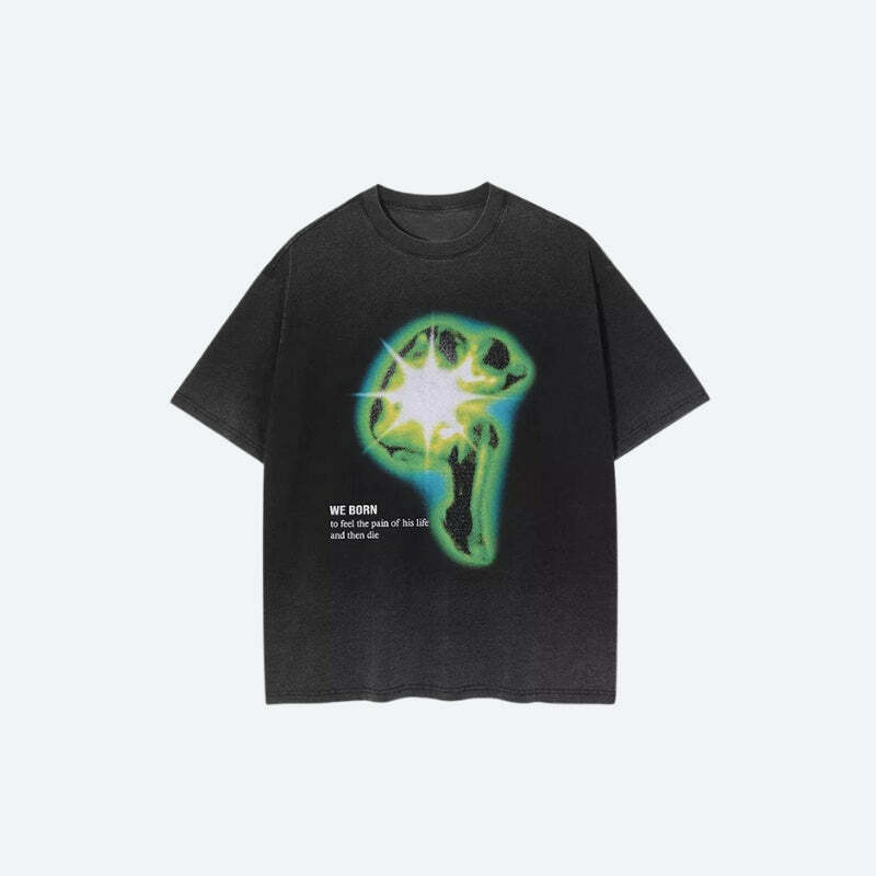 Distressed Green Human Figure Tee - Y2K Fashion & Coquette Aesthetic