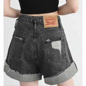 Distressed Slit Jean Shorts - Y2K Fashion & Coquette Style Essential