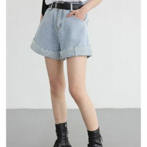 Distressed Slit Jean Shorts - Y2K Fashion & Coquette Style Essential