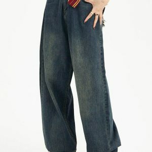 Distressed Wide Leg Baggy Jeans - Y2K Fashion & Coquette Style