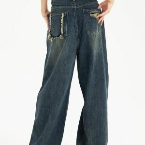 Distressed Wide Leg Baggy Jeans - Y2K Fashion & Coquette Style