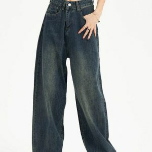 Distressed Wide Leg Baggy Jeans - Y2K Fashion & Coquette Style