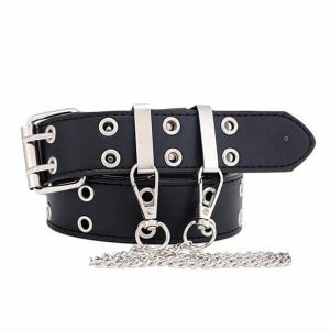 Edgy Double Hole Chain Belt for Y2K Fashion & Coquette Aesthetic Outfits