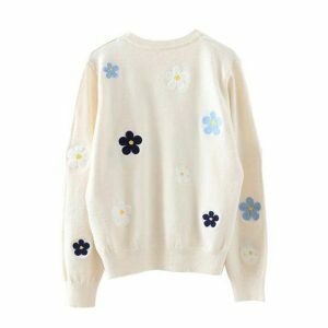 Embroidered Floral Sweater - Y2K Fashion & Coquette Aesthetic Style