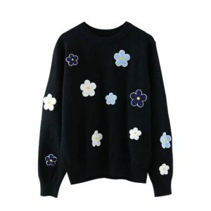 Embroidered Floral Sweater - Y2K Fashion & Coquette Aesthetic Style