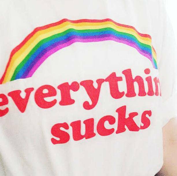 Everything Sucks Rainbow T-Shirt - Y2K Aesthetic & Coquette Style