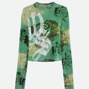 Fairy Grunge Aesthetic Print Top - Y2K Fashion & Coquette Style