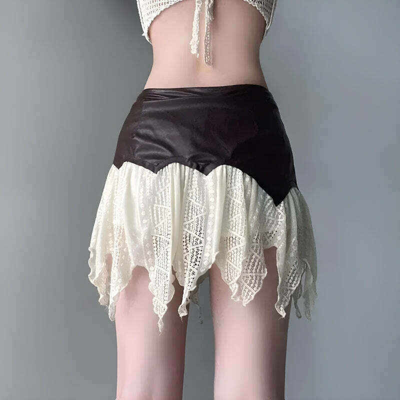 Fairy Grunge Patchwork Lace Mini Skirt | Y2K Fashion & Coquette Style