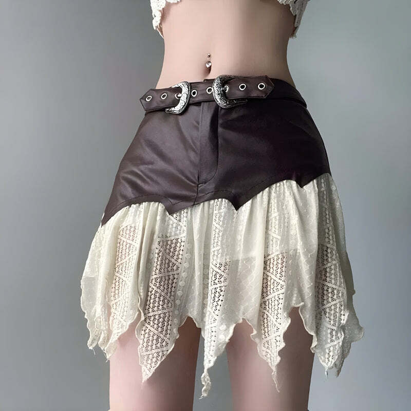 Fairy Grunge Patchwork Lace Mini Skirt | Y2K Fashion & Coquette Style