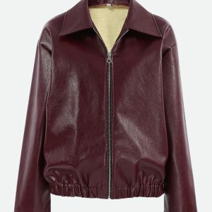 Faux Leather Burgundy Jacket - Y2K Fashion & Coquette Style Essential